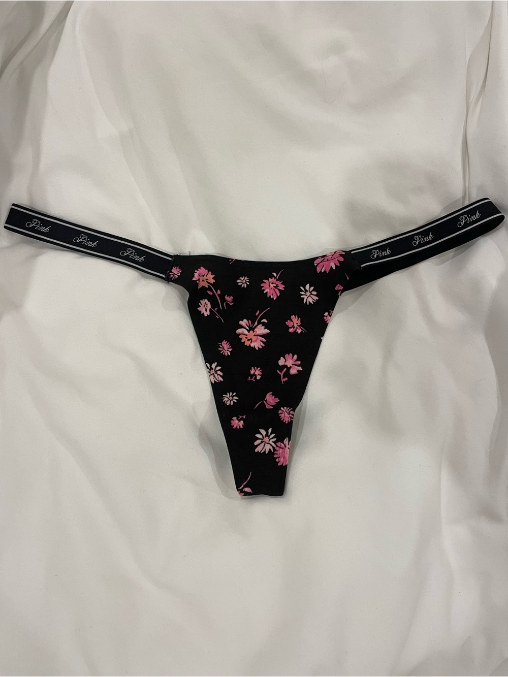PINK Logo Cotton High Leg Thong Panty